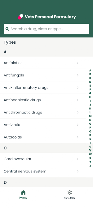 Vets Personal Formulary Screenshot 1
