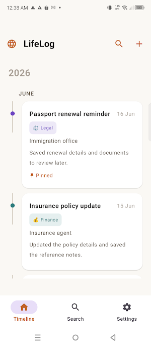 LifeLog Screenshot 0