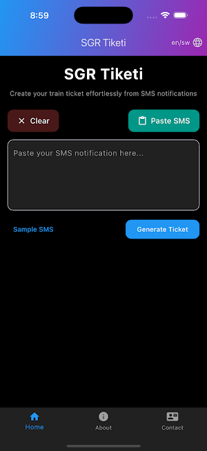 SGR SMS Tiketi Screenshot 0