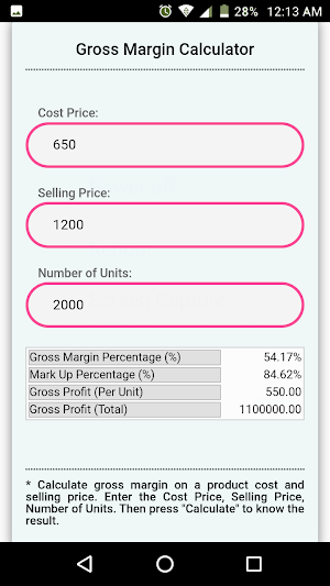 Gross Margin Calculator Screenshot 2