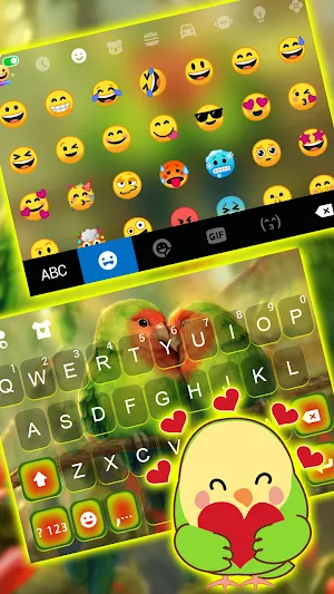 Love Heart Parrots Keyboard Background Screenshot 2