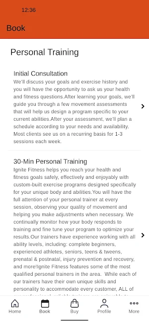 Ignite Fitness NC Screenshot 1