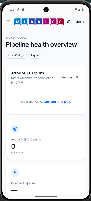 MEDDICC Go Live Plan Screenshot 1