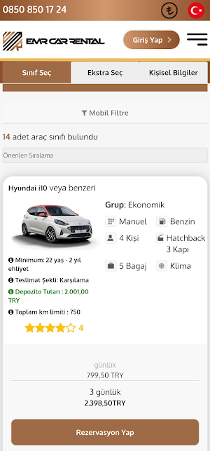 Emr Car Rental Screenshot 1