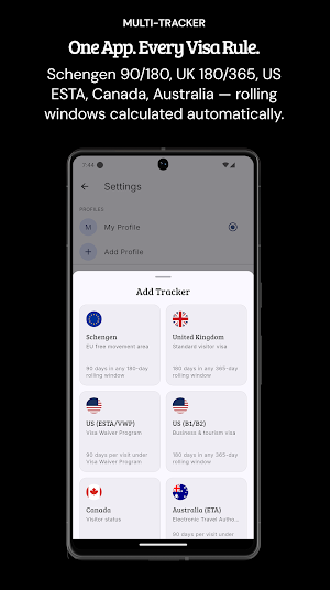 Nomad Tracker - 90/180 Rule Screenshot 1