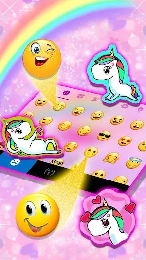 Rainbow Pink Unicorn Keyboard Theme Screenshot 2