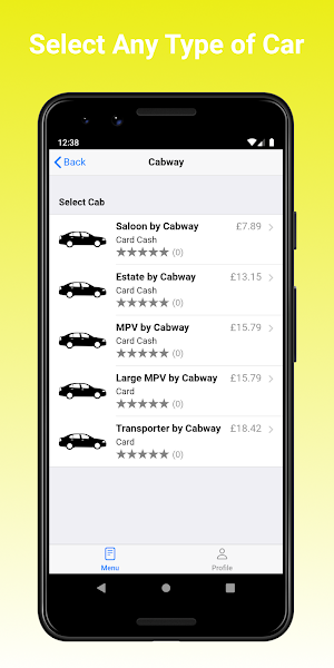 Cabway Minicab Booking Screenshot 2