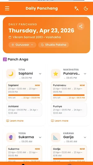 Daily Panchang Hindu Calendar Screenshot 0