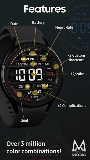 MD310 Digital watch face Screenshot 2
