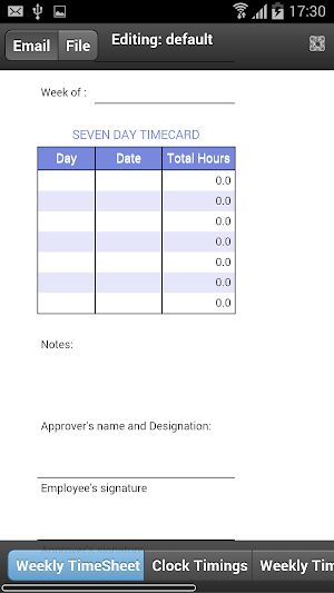 Employee Timecard Screenshot 1