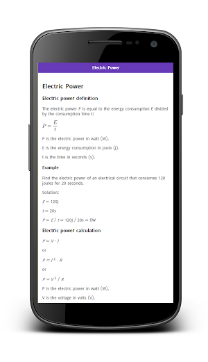 Electrical & Electronic Formulas Screenshot 2