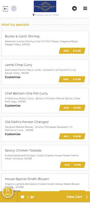 Sonny’s Indian Kitchen Screenshot 2