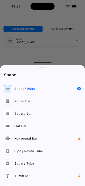 Metal Weight Calculator Max Screenshot 1
