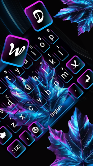 Neon Blue Weed Theme Keyboard Screenshot 1