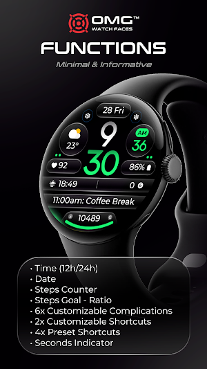 OMG 345 Digital Watch Face Screenshot 3