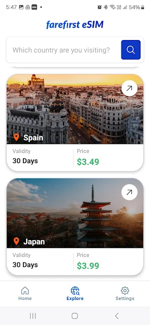 FareFirst eSIM - Travel SIM Screenshot 1