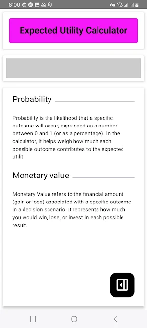 Expected Utility Calculator Screenshot 2
