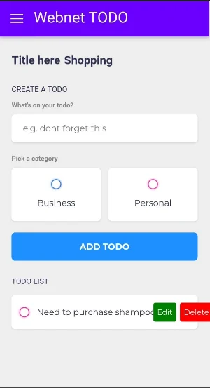 Webnet TODO Screenshot 1