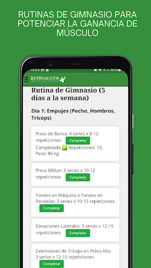 Rutinas Gimnasio - Dietas GYM Screenshot 2