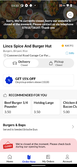 Lincs Spice And Burger Hut Screenshot 2