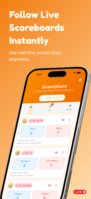 ScoreShare - Live Scorekeeping Screenshot 0