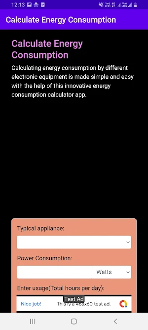 Energy Consumption Calculator Screenshot 0