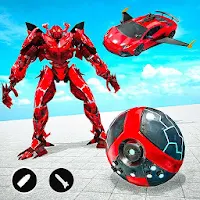 Red Ball Robot Car Transform: Flying Car Games