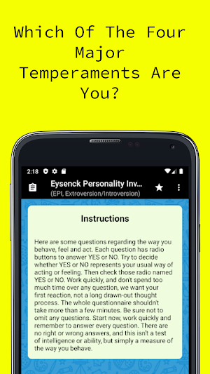 Eysenck Personality Inventory (EPI) Screenshot 2
