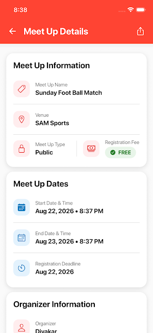 SAM Meetups Screenshot 2