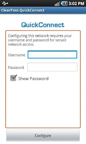 ClearPass QuickConnect Screenshot 1