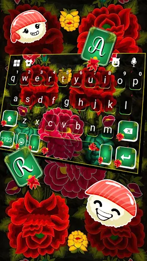 Red Mexican Flowers Keyboard Background Screenshot 2