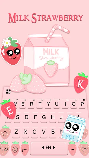 Pink Strawberry Keyboard Background Screenshot 2