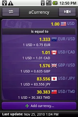 aCurrency Pro (exchange rate) Screenshot 2