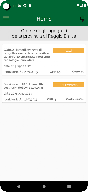 Fondazione Ing. Reggio Emilia Screenshot 2