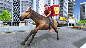 Mounted Horse Pizza Delivery: Fast Food games Screenshot 1