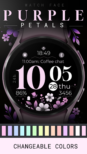 Purple Petals watch face Screenshot 0
