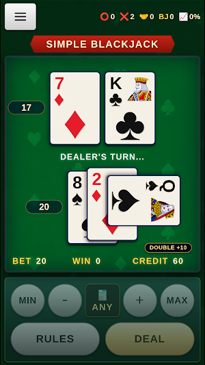 Simple Blackjack Card Game Screenshot 1