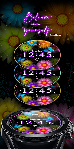 Neon Flower_Watchface Screenshot 3
