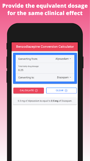 Benzodiazepine Conversion - Dose Calculator Screenshot 1