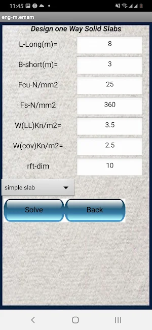RC Slab Design Screenshot 0
