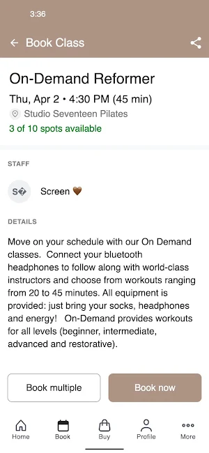 Studio Seventeen Pilates Screenshot 2