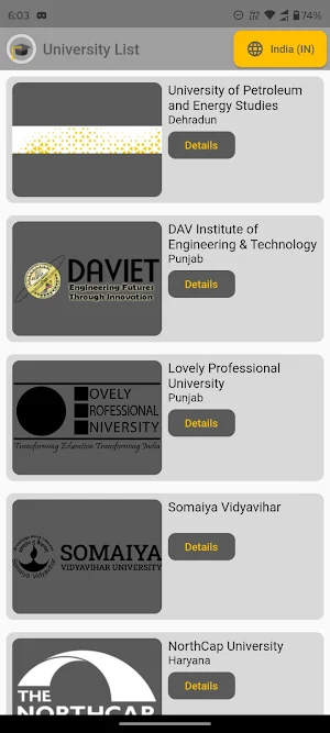 University Details Screenshot 0