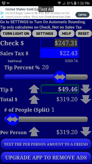 Restaurant Tip & Split Calculator Free Screenshot 1