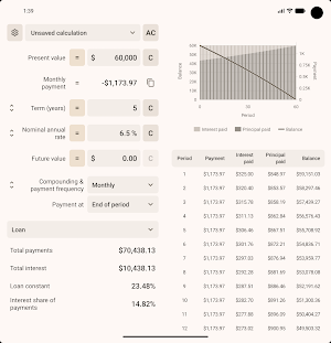 Curve TVM financial calculator Screenshot 2
