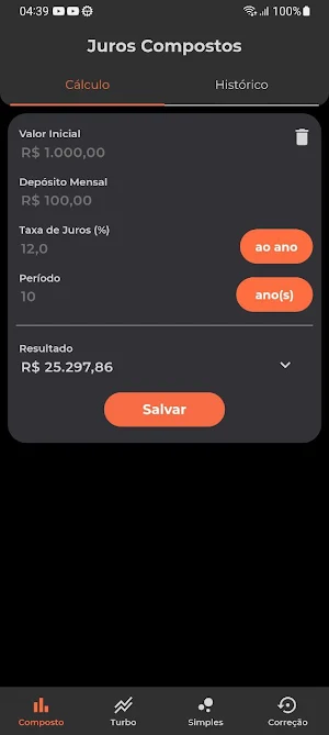 Juros Compostos Screenshot 2