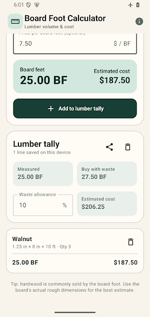 Board Foot Calculator: Lumber Screenshot 0