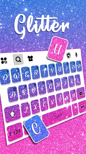 Pink Blue Glitter Keyboard Background Screenshot 1