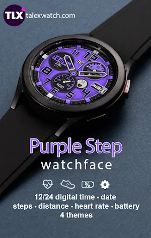Purple Step Watch Face Screenshot 0
