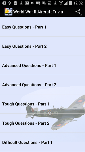 World War 2 Aircraft Trivia Screenshot 0