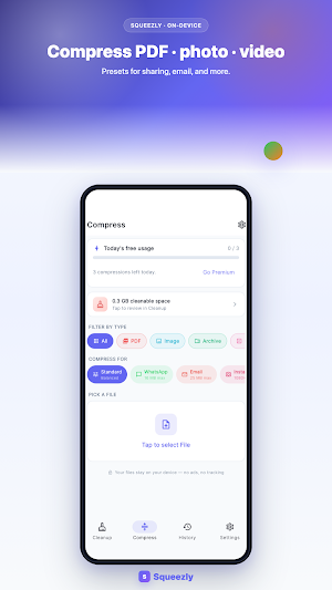 Squeezly: Compressor & Cleaner Screenshot 1